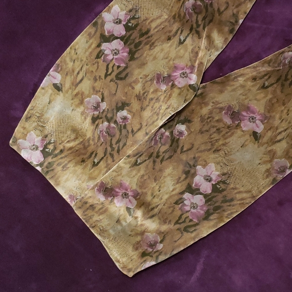 Vintage La Vore Floral Leopard Print Velvet Flare Leg Pants - Picture 8 of 12